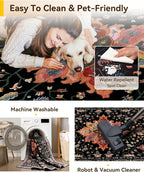 Area Rugs 10'x12' Washable Non-Slip, Floral Vintage Distress Print Pattern - Image 5