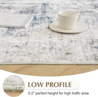FMFUNCTEX 4x6 Washable Area Rug Brown Blue Abstract Modern Neutral Non Slip Low - Image 5