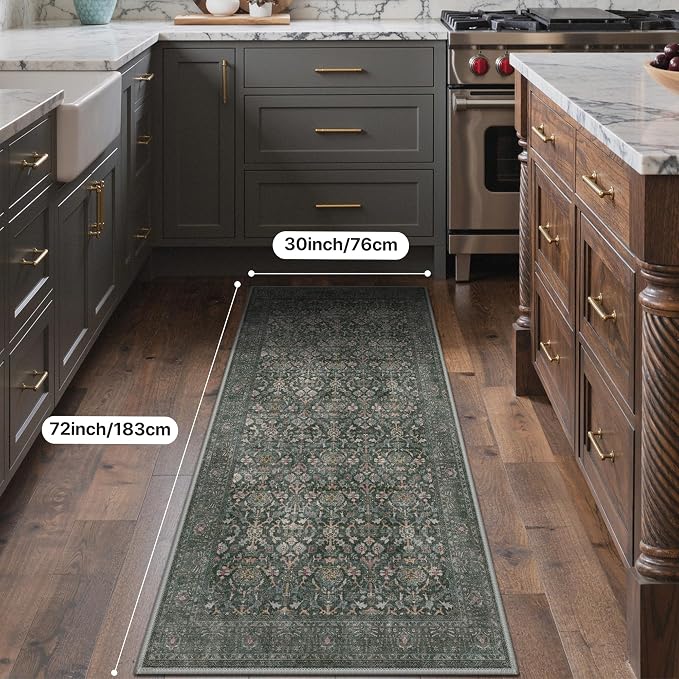 Bavni 2'6''x6 Rug Runners for Hallways, Washable Runner Rug Non Slip, Vintage - Image 9