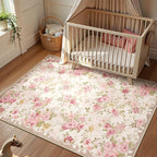 Lahome Washable Area Rug 6x9, Nursery Rug Girl Living Room Rug 6x9, Vintage - Image 2