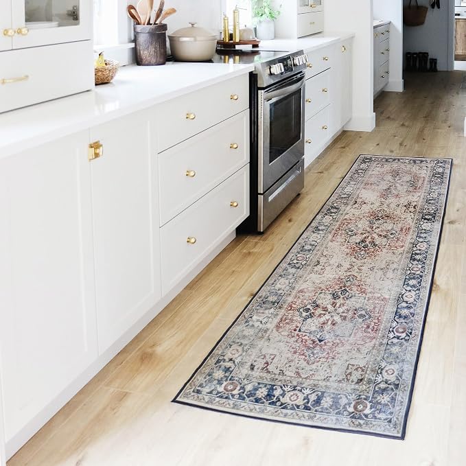 RUGGABLE Washable Vintage Area Rug – Kamran Royal Blue 5x7, Stain-Resistant - Image 9