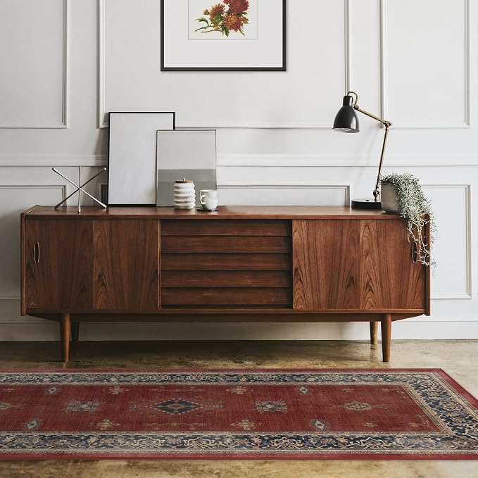 RUGGABLE Washable Vintage Area Rug – Verena Amber Red 9x12, Stain-Resistant - Image 9