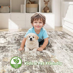 8x10 Area Rugs Living Room: Washable Large Abstract Neutral Modern Soft Rug - Image 7