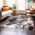 Rugshop Cream Bright Flowers Non Slip Non-Shedding Square Area Rug by Rugshop