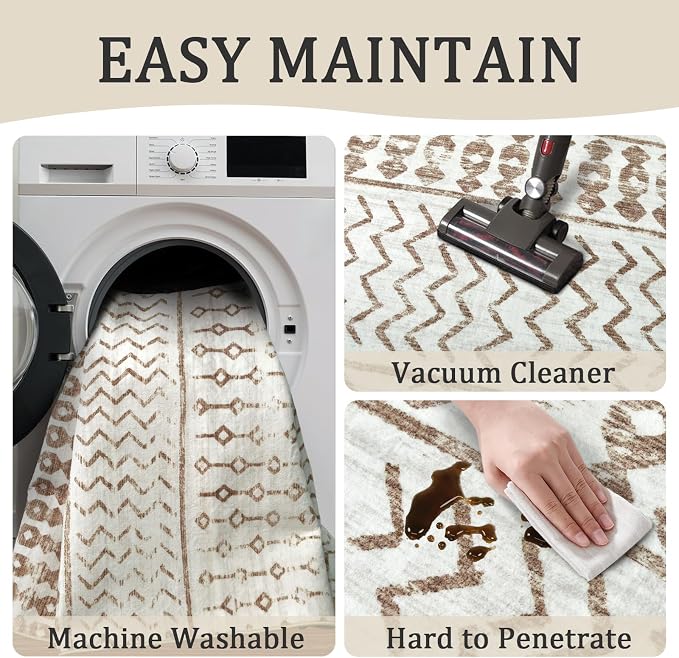 6x9 Machine Washable Area Rug for Living Room, Kids and Pets Friendly for - Image 5