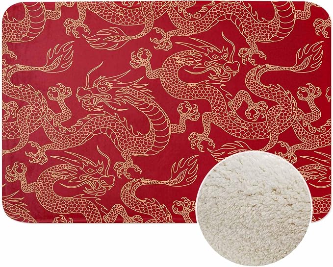Dragon Bath Mat for Bathroom Traditional Flying Mascot Animal Chinese Dragons by Unknown