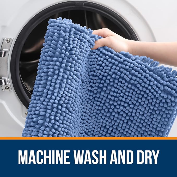 OLANLY Bathroom Rugs 44x24, Extra Soft Absorbent Chenille Bath Rugs, Rubber - Image 5