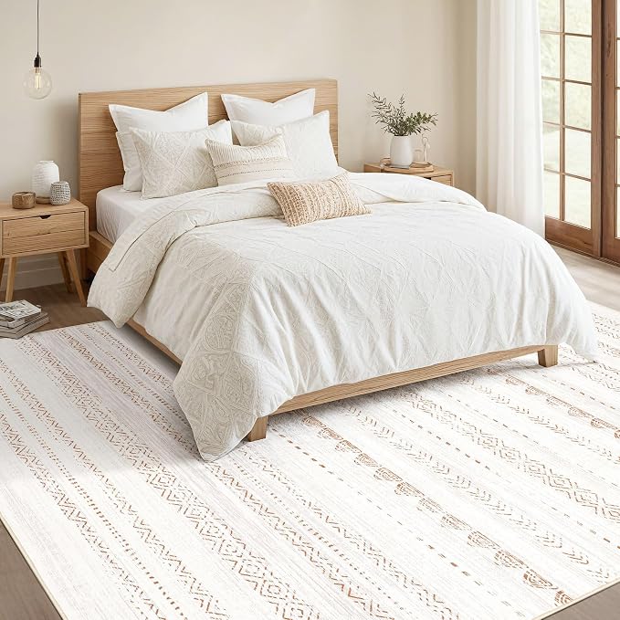 Nakagishi 10x14 Area Rugs Living Room: Washable Boho Large Neutral Modern Soft - Image 5