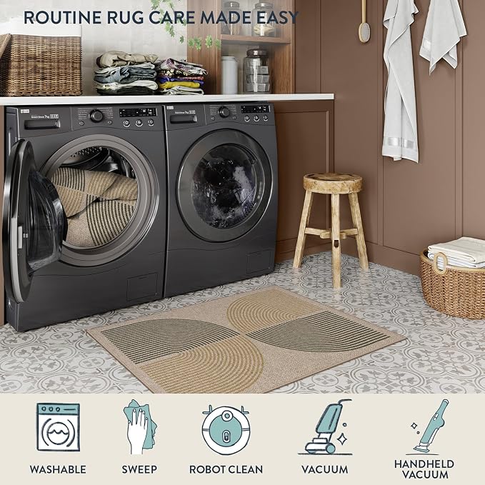 Lahome Rainbow Easy Jute Rug, 2x3 Entryway Rug Indoor Outdoor Front Door Mat - Image 5