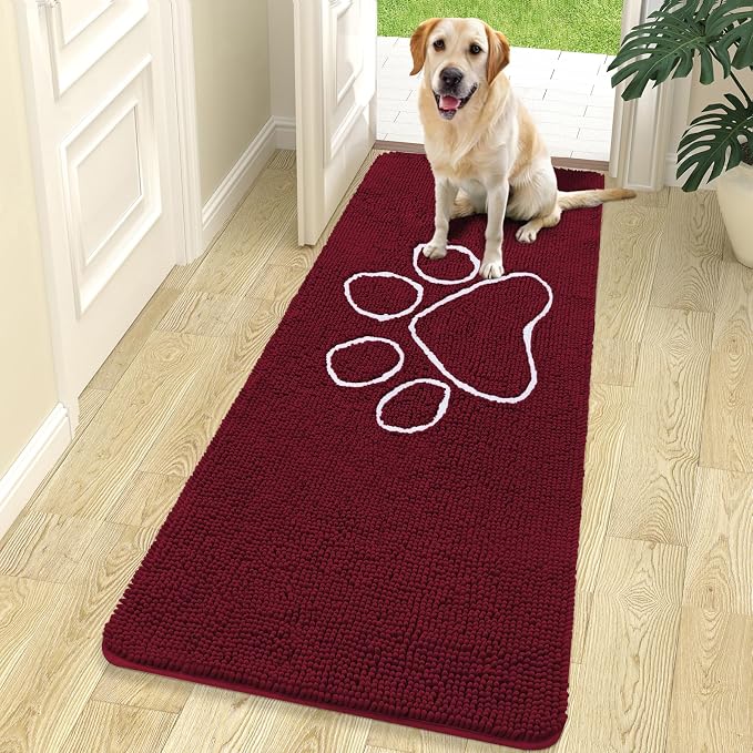 OLANLY Dog Door Mat for Muddy Paws 70x24, Paw Print Design, Absorbs Moisture by OLANLY