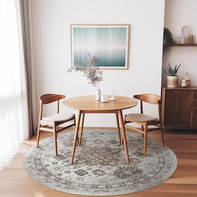 zesthome 8ft Round Rugs for Living Room, Non-Slip Washable Round Area Rugs - Image 7