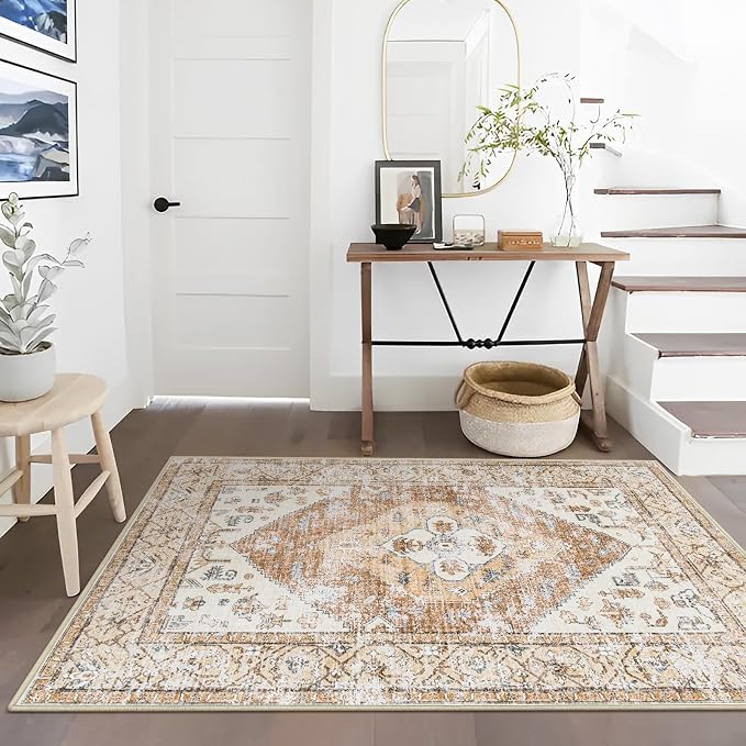 Lahome Boho Washable Living Room Area Rug 3x5 Throw Non-Slip Rugs - Image 4