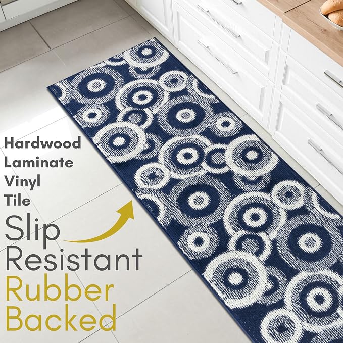 27 ft Extra Long Blue Hallway Runner Rug | Non-Slip & Machine Washable | Custom - Image 3