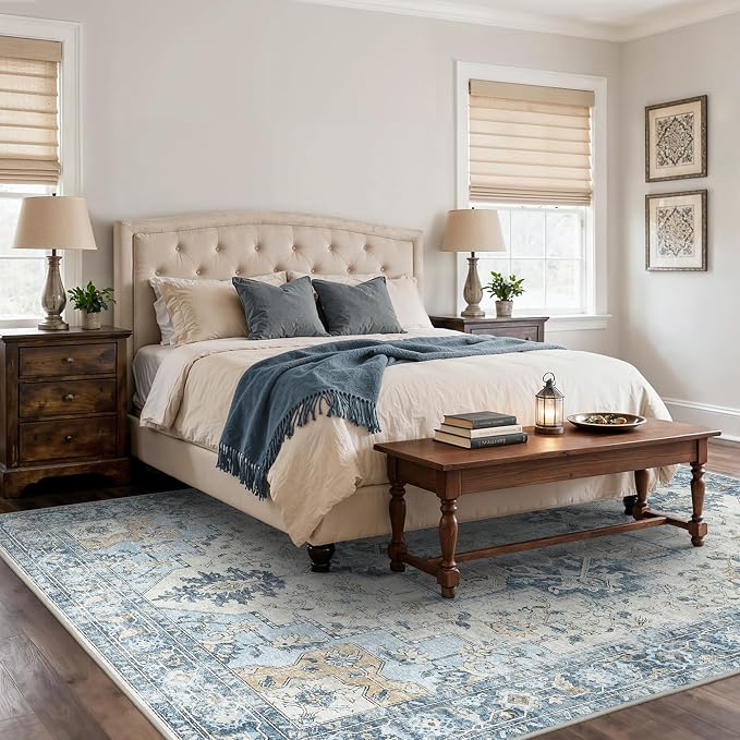 8x10 Area Rugs for Living Room, Machine Washable Non Slip Vintage Rugs - Image 3