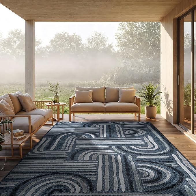CAMILSON Indoor Outdoor Rug, Easy-Cleaning Non-Shedding Living Room, Garden and - Image 4