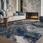 Modern Washable Rug for Living Room: Abstract 6x9 Area Rugs for Bedroom Low by Luxcrest