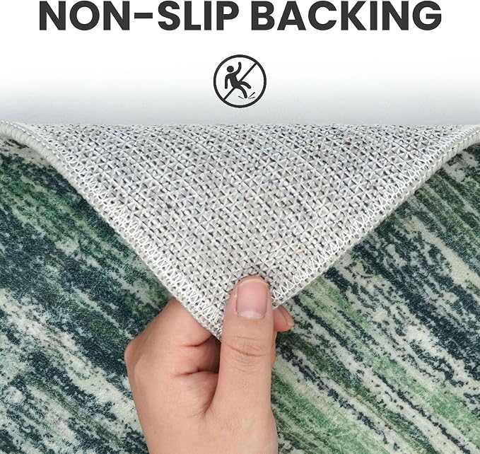 2x3 Modern Abstract Rug for Entryway, Dark Green Super Soft Small Area Rug - Image 6