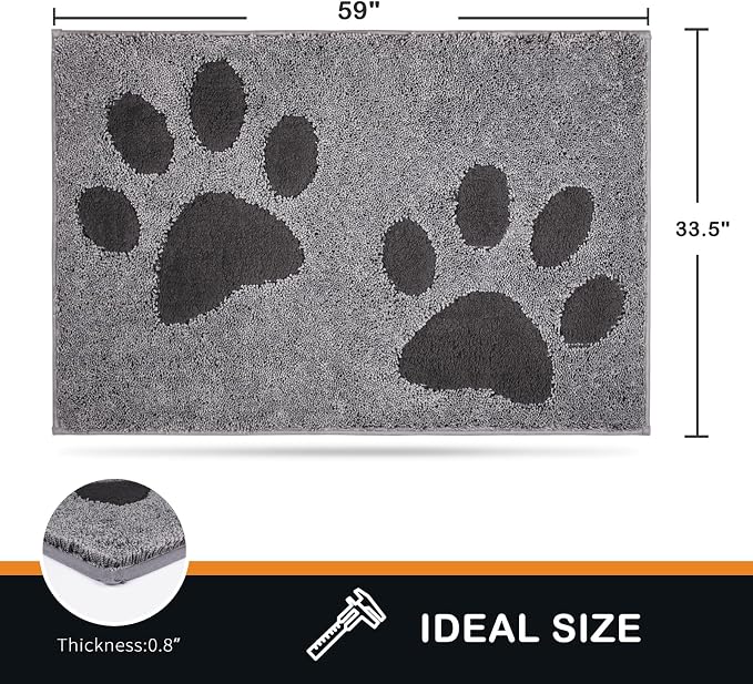 PURRUGS Dirt Trapping Door Mat 33.5" x 59", Non-Skid/Slip Machine Washable - Image 2