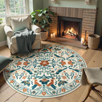Moynesa Floral Bird Round Rug 6ft Washable Circle Rug Non Slip, Modern Bohemian - Image 9