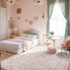 Pink Area Rugs 5x7 Nursery Rug for Baby Girl Neutral Floral Area Rug for Living by Deerly