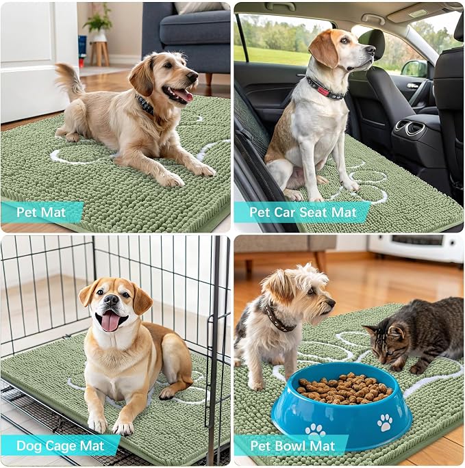 OLANLY Dog Door Mat for Muddy Paws 48x30, Paw Print Design, Absorbs Moisture - Image 7