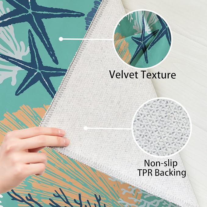 Tritard Coastal Area Rugs Nautical Beach Themed Non-Slip Machine Washable Rugs - Image 4