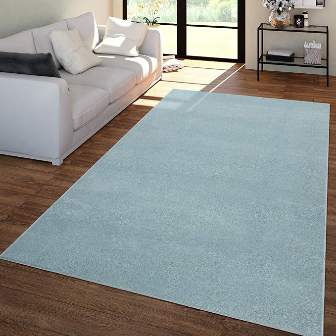 Paco Home Solid Area Rug in Light Blue Modern Plain Design, Size: 4' x 5'7" - Image 5