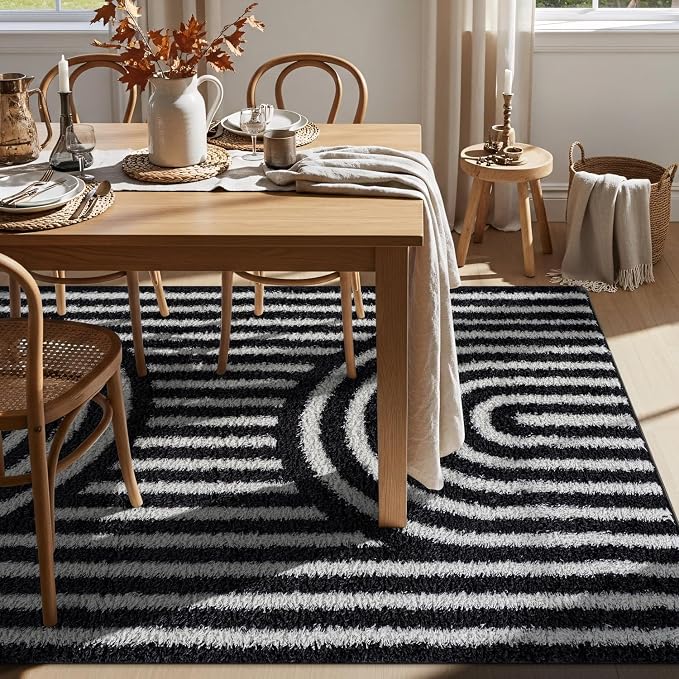 Rugshop Abstract Arch Shag Area Rug Anthracite Dark Gray 5' x 7' Great - Image 7