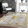 GLORY RUGS Area Rugs Marble 2x7 Cream Gold Carpet Modern Abstract Rug Living by GLORYRUGS