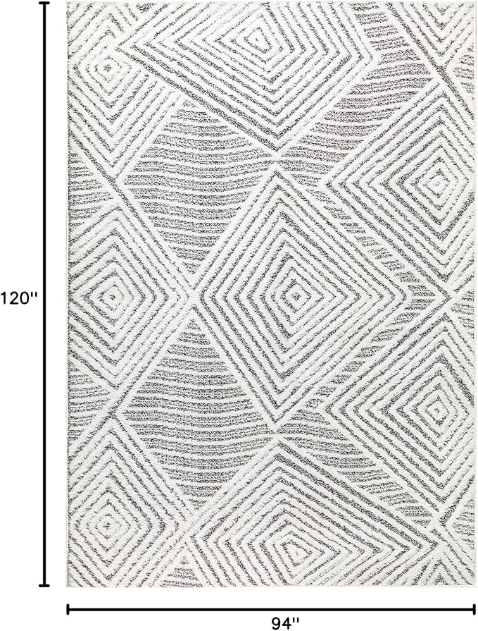 Antep Rugs Palafito 8x10 Geometric Shag Diamond High-Low Pile Textured Indoor - Image 2
