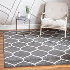 Rugs.com Lattice Frieze Collection Rug – 6' Square Dark Gray Medium Rug Perfect by Rugscom