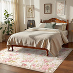 Lahome Washable Area Rug 6x9, Nursery Rug Girl Living Room Rug 6x9, Vintage - Image 3
