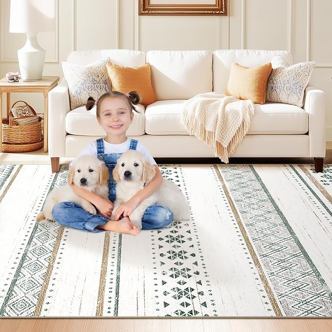 BESTSWEETIE 9x12 Area Rugs for Living Room Washable Moroccan Farmhouse Neutral - Image 7