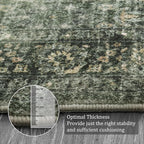 Morebes Washable Green 5x7 Area Rugs, Vintage Soft Bedroom Rug Non Slip - Image 4