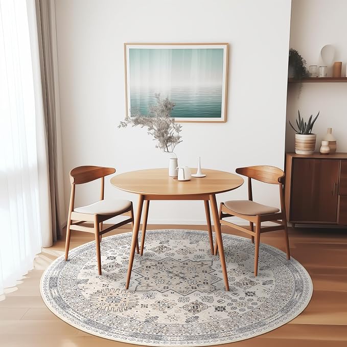 zesthome 8ft Round Rugs for Living Room, Non-Slip Washable Round Area Rugs - Image 7