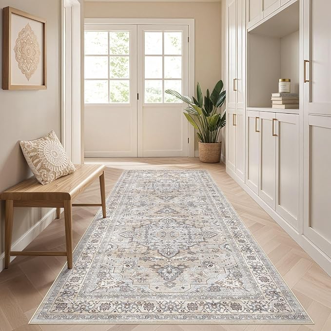 Runner Rug Kitchen Washable Rugs: 3x10 Non-Slip Boho Soft Vintage Stain - Image 3