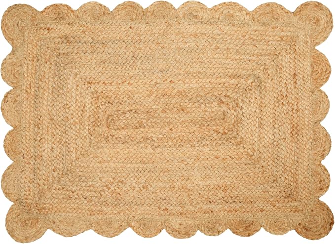 Savi Home Hand Woven Area Rug Braided Jute Scalloped Border, Decor Collection - Image 5