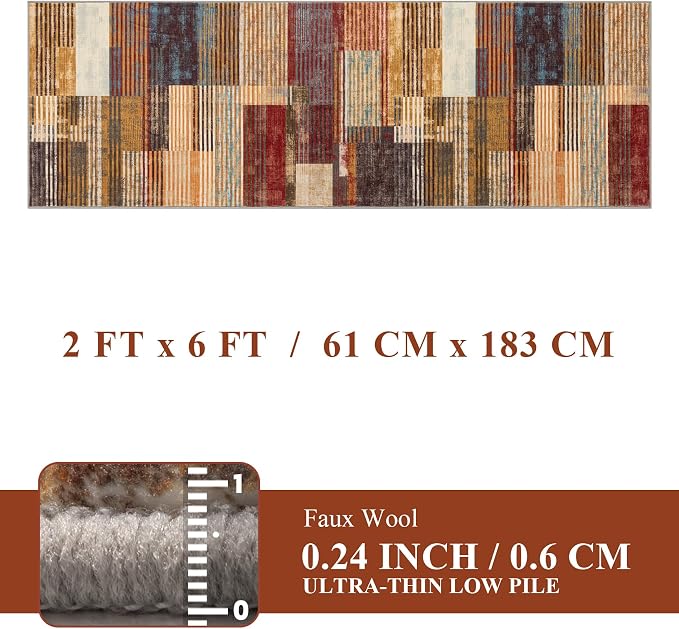 YIHOUSE Brown Runner Rug 2x6 for Hallway, Farmhouse Rugs Washable, Vintage - Image 6
