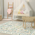 Morebes Floral Machine Washable Area Rugs 5x7, Vintage Boho Nursery Rug Girl - Image 2