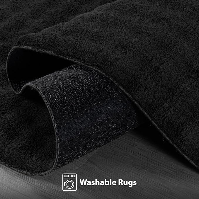 CAMILSON Modern Black Non Slip Door Mat Rug 2x3 Ultra Soft High Pile Entryway - Image 7