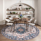 Tangsoo Vintage Round Rug 5ft, Washable Circle Rug, Non Slip Boho Round Area Rug - Image 4