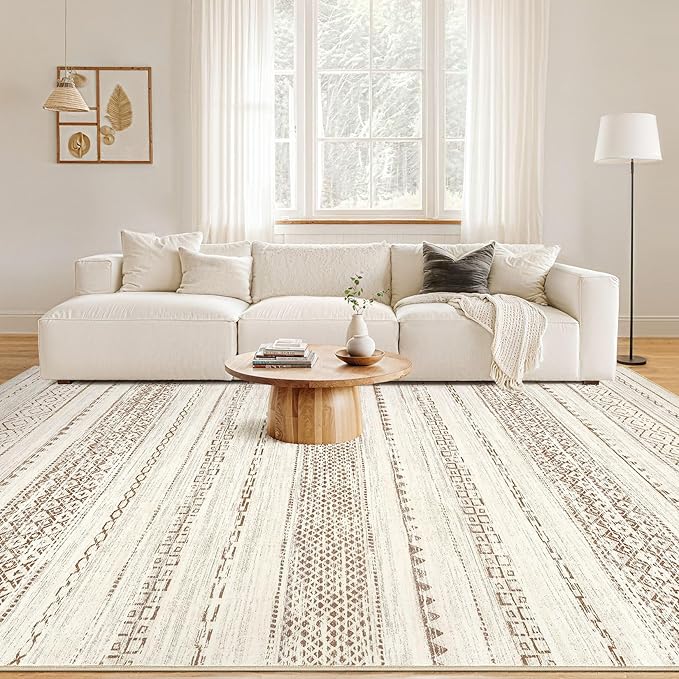 Nakagishi Area Rug Living Room Rugs: 5x7 Machine Washable Boho Large Neutral - Image 4