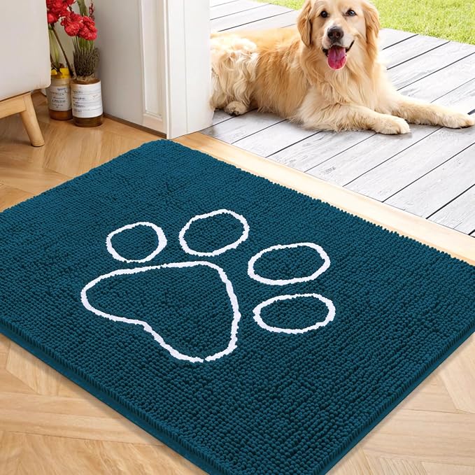 OLANLY Dog Door Mat for Muddy Paws 40x32, Paw Print Design, Absorbs Moisture by OLANLY