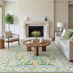 Wonnitar Machine Washable Area Rugs 9x12, Soft Sage Green Floral Rug by Wonnitar