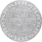 jinchan Fiora Round Rug 4ft Area Rugs Vintage Floral Distressed Design - Image 8