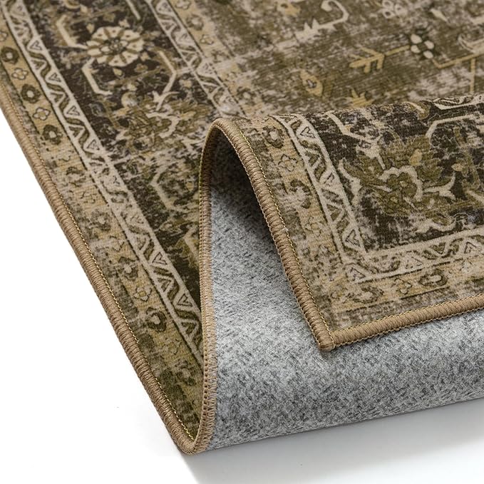 Entryway Area Rug 2x3 Brown Vintage Distressed Indoor Carpet Oriental Soft Thin - Image 9