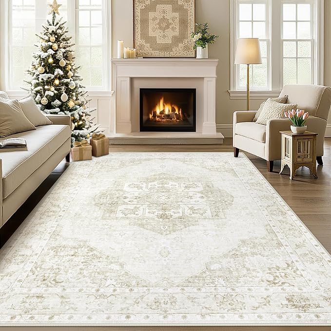 6x9 Area Rugs Washable Rugs for Living Room, Vintage Boho Rug Non-Slip Soft by LOSBULAKE