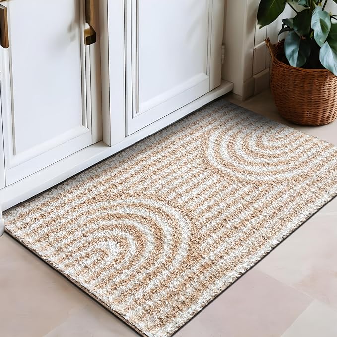 Rugshop Abstract Arch Shag Area Rug Beige 2' x 3' Ideal - Image 7