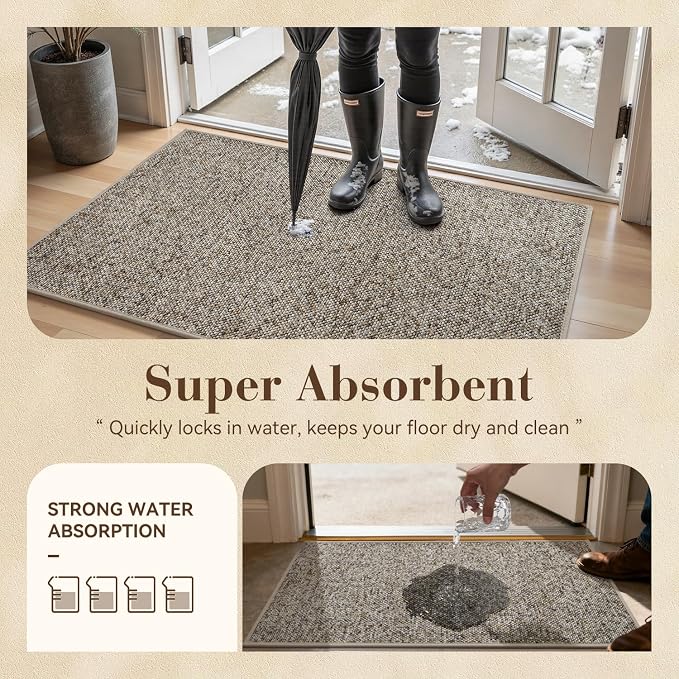MontVoo Door Mat Indoor Entrance Doormat, Absorbent Durable Rubber Non Slip - Image 5