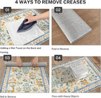Boho Floral Machine Washable Runner Rug 2x6, Garden Yellow-Green Kitchen Runner - Image 4